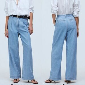 MADEWELL Harlow Wide Leg Jeans Women 28 Airy Denim Pleated Relaxed NO671